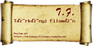 Tárkányi Filomén névjegykártya